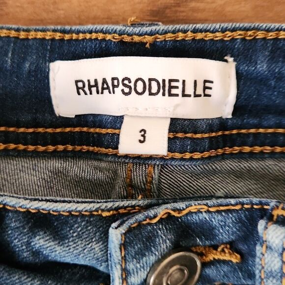 Rhapsodielle juniors size 3 blue denim jeans straight leg - Picture 3 of 6